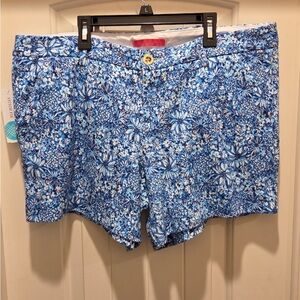 Lilly Pulitzer Callahan Blue and White‎ Floral Knit Shorts Size 14